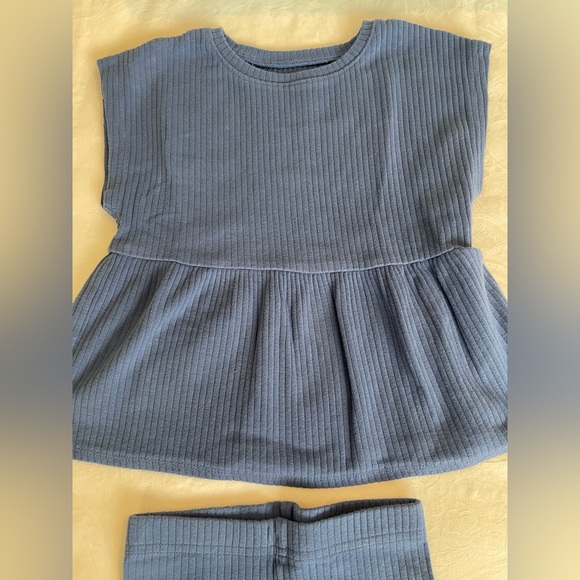 CARTERS Blue Ribbed Top and Shorts Set - Picture 3 of 4